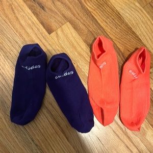 Adidas ankle socks, bright, salmon, color, and dark purple